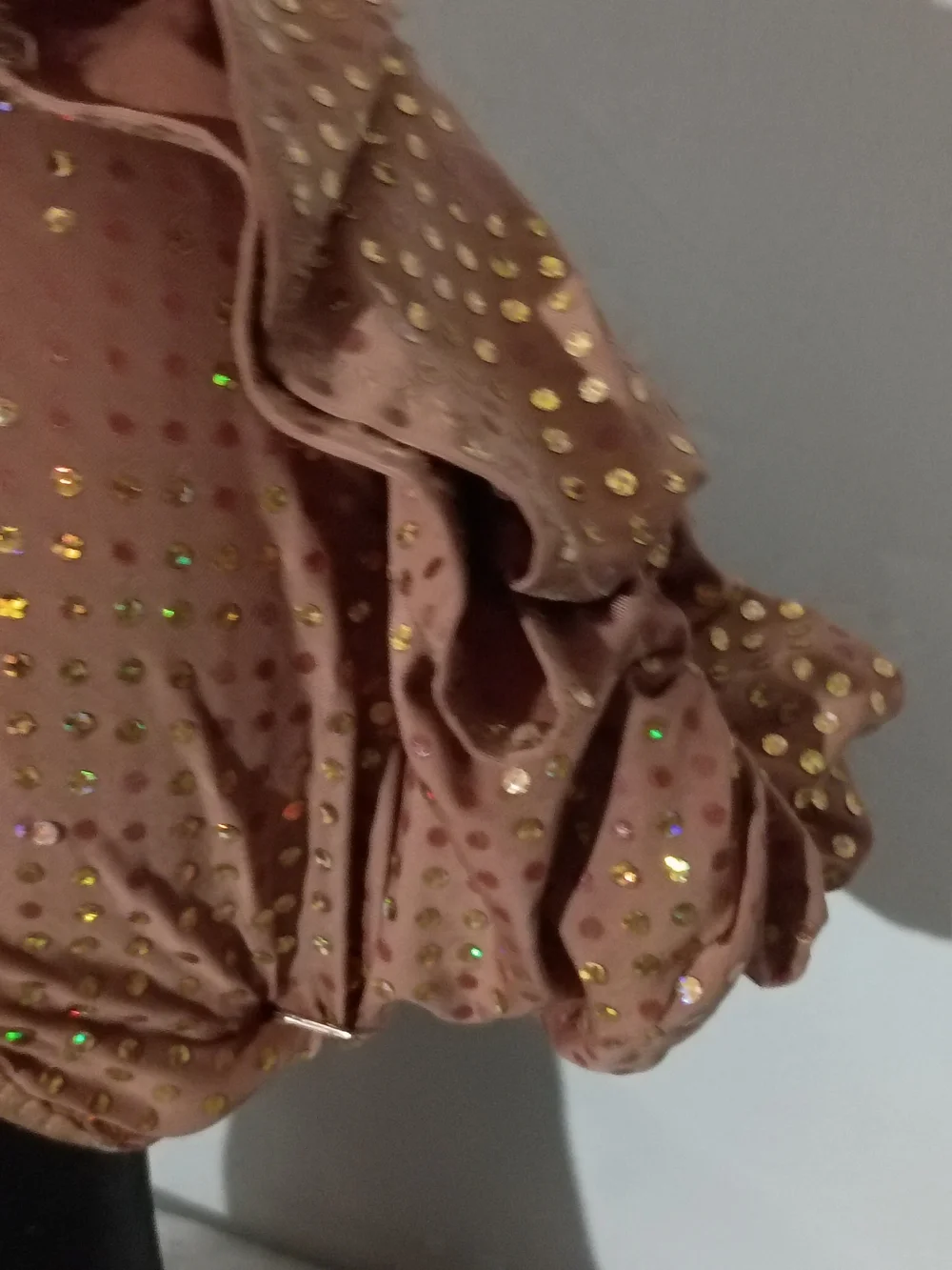 Women’s Fashion Headscarf with Gold Dots - Pink Brown